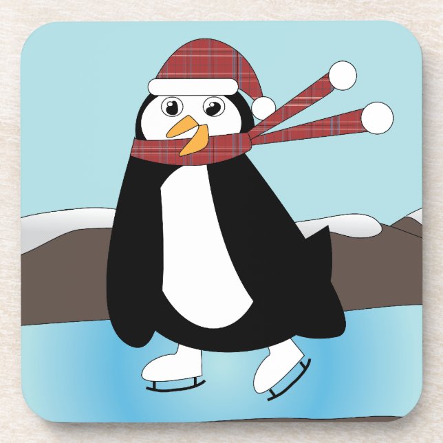 Ice Skating Penguin Coaster (Front)