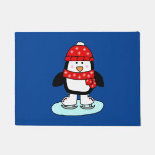 Ice Skating Penguin Doormat