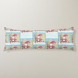 Ice skating penguin pattern blue body pillow