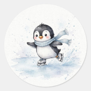 Ice Skating Penguin Sticker