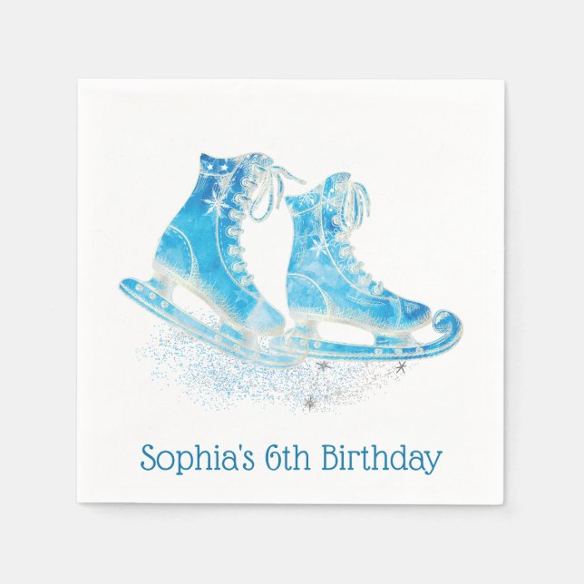 Ice Skating Personalizes Glitter Napkin (Front)