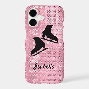 Ice skating phone case figure skates pink sparkle