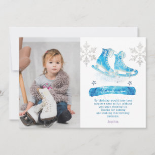 Ice Skating Photo Birthday Thank you Card
