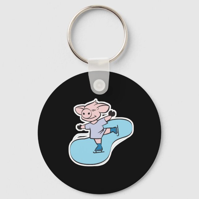 ice skating pig keychain (Front)