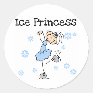 ICE SKATING PRINCESS CLASSIC ROUND STICKER