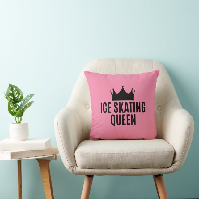 Ice Skating Queen - Ice Skating T-Shirt Throw Pillow (Chair)