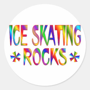 ICE SKATING ROCKS CLASSIC ROUND STICKER