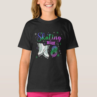 Ice Skating Rolling 8th Birthday Party Girl Family T-Shirt