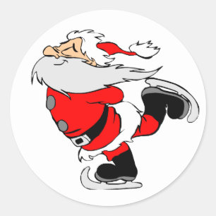 Ice Skating Santa Classic Round Sticker