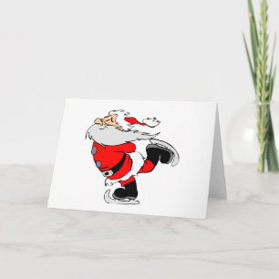 Ice Skating Santa Holiday Card