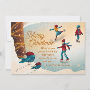 Ice Skating Scene with Christmas Message Custom Holiday Card