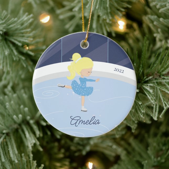 Ice Skating Skater Girl Dated  Ceramic Ornament (Tree)