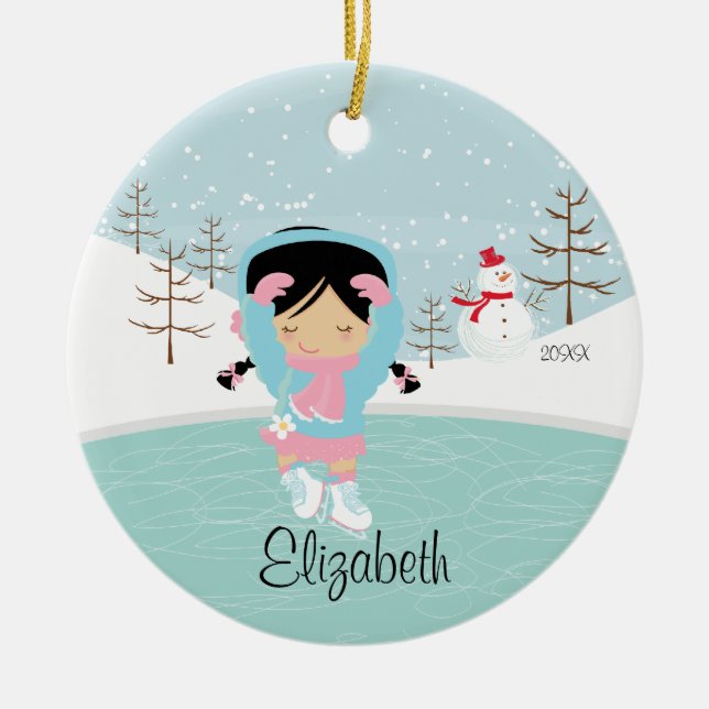 Ice Skating Skater Girl Dated Christmas Ornament (Front)