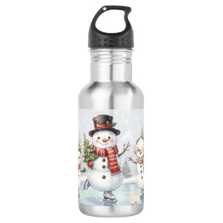 Ice Skating Snowman 532 Ml Water Bottle