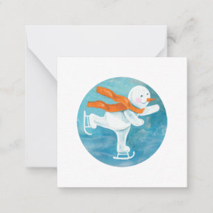 Ice Skating Snowman Card