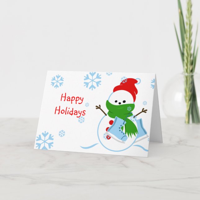 Ice Skating Snowman Cards (Front)