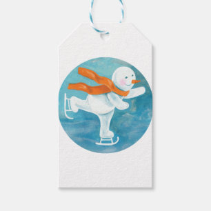 Ice Skating Snowman Gift Tags