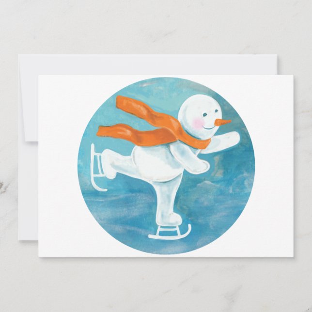 Ice Skating Snowman   Invitation (Front)