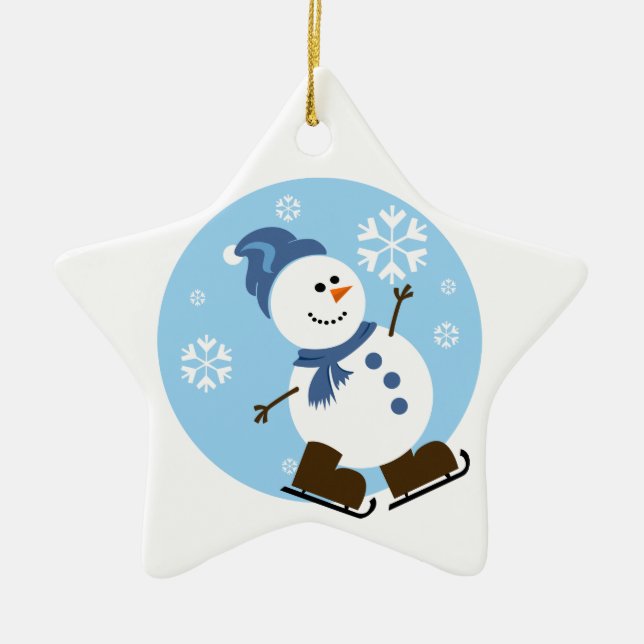 Ice Skating Snowman Ornament (Front)