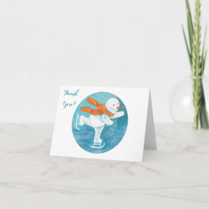 Ice Skating Snowman    Thank You Card