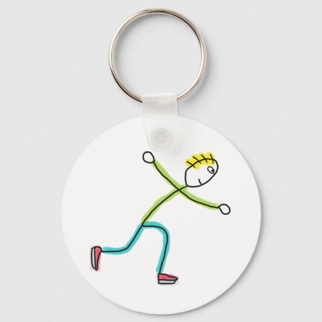 Ice Skating Stickman Keychain (Front)