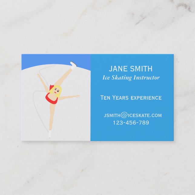 Ice Skating teacher freelance instructor Business Card (Front)