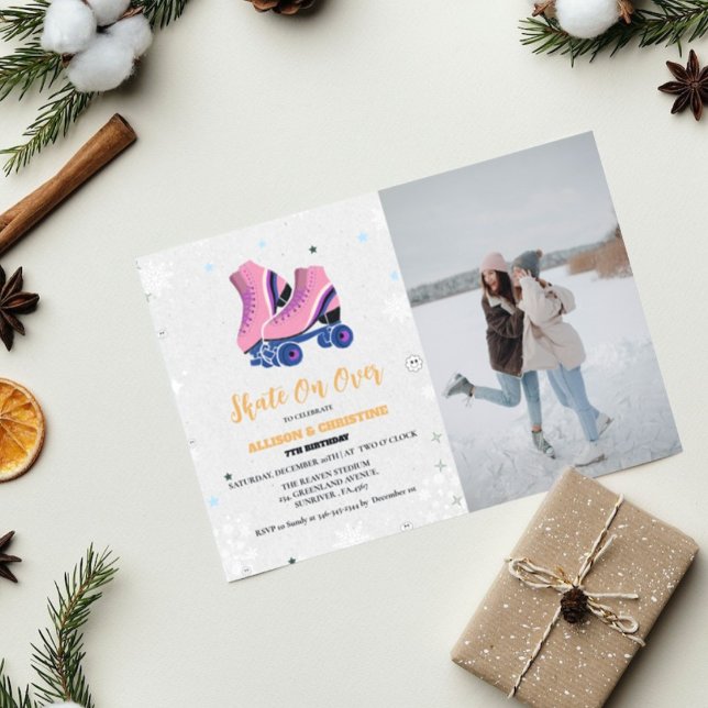 Ice Skating Twin Winter Birthday Skate On over  Announcement (Creator Uploaded)