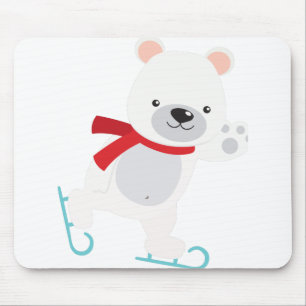 Ice Skating Winter Bear Mouse Pad