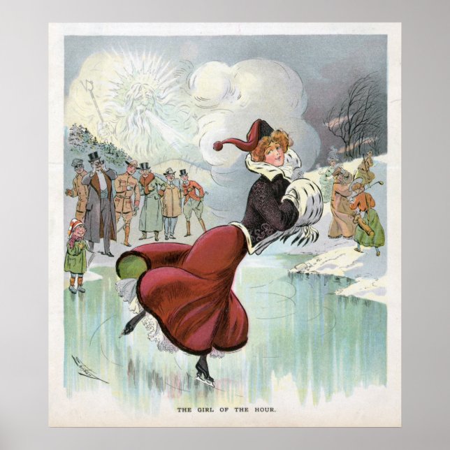 Ice Skating Woman Vintage Poster (Front)