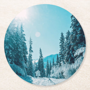 Ice & Snow   Altai Nature Reserve, Russia Round Paper Coaster