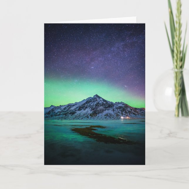 Ice & Snow | Aurora Borealis Milky Way Iceland Card (Front)