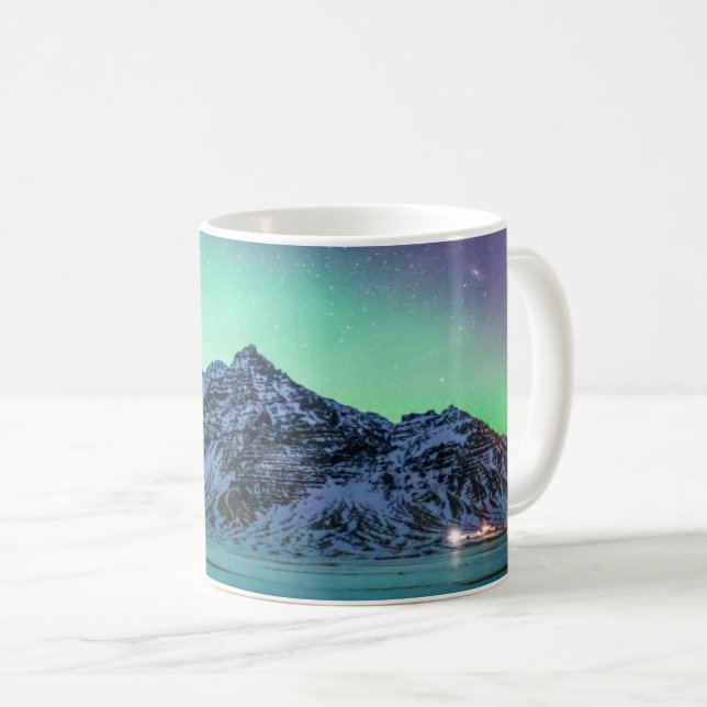 Ice & Snow | Aurora Borealis Milky Way Iceland Coffee Mug (Front Right)