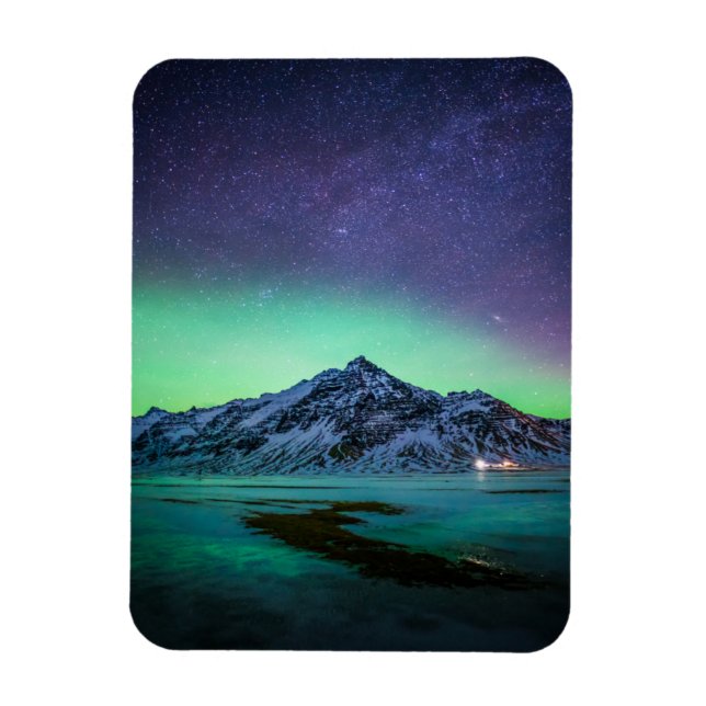 Ice & Snow | Aurora Borealis Milky Way Iceland Magnet (Vertical)
