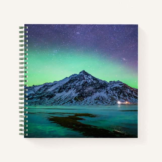 Ice & Snow | Aurora Borealis Milky Way Iceland Notebook (Front)