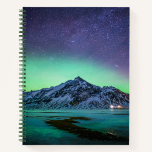 Ice & Snow Aurora Borealis Milky Way Iceland Notebook