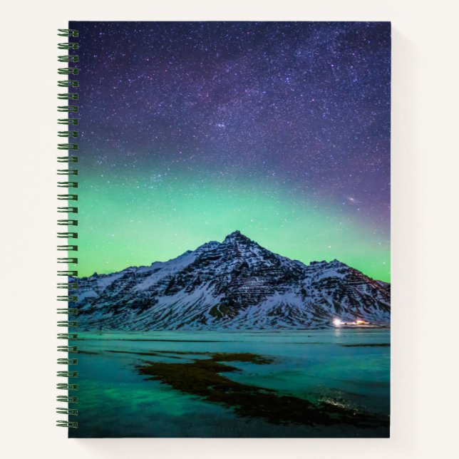 Ice & Snow | Aurora Borealis Milky Way Iceland Notebook (Front)