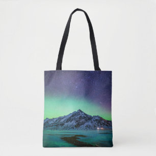 Ice & Snow   Aurora Borealis Milky Way Iceland Tote Bag