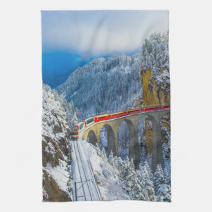 Ice & Snow Bernina Express, Switzerland Kitchen Towel
