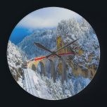 Ice & Snow | Bernina Express, Switzerland Large Clock<br><div class="desc">This amazing Getty Images photo features Landwasser Viaduct,  Switzerland.</div>
