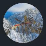 Ice & Snow | Bernina Express, Switzerland Large Clock<br><div class="desc">This amazing Getty Images photo features Landwasser Viaduct,  Switzerland.</div>