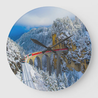 Ice & Snow | Bernina Express, Switzerland Large Clock