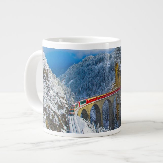 Ice & Snow | Bernina Express, Switzerland Large Coffee Mug (Front Left)