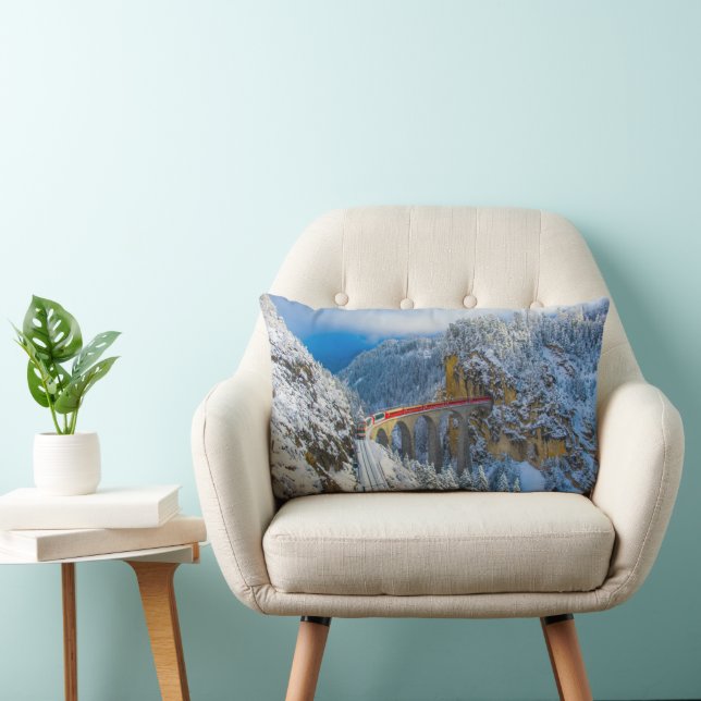 Ice & Snow | Bernina Express, Switzerland Lumbar Pillow (Chair)