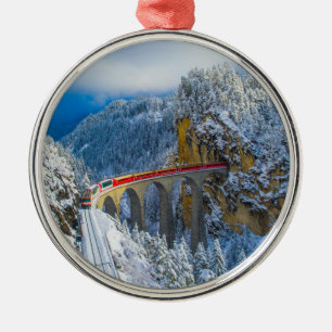Ice & Snow Bernina Express, Switzerland Metal Ornament