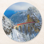 Ice & Snow | Bernina Express, Switzerland Round Paper Coaster<br><div class="desc">This amazing Getty Images photo features Landwasser Viaduct,  Switzerland.</div>