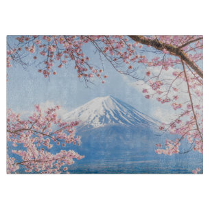 Ice & Snow Cherry Blossoms Mt. Fuji Japan Cutting Board