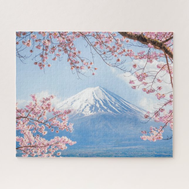 Ice & Snow | Cherry Blossoms Mt. Fuji Japan Jigsaw Puzzle (Horizontal)