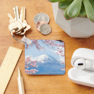 Ice & Snow   Cherry Blossoms Mt. Fuji Japan Keychain