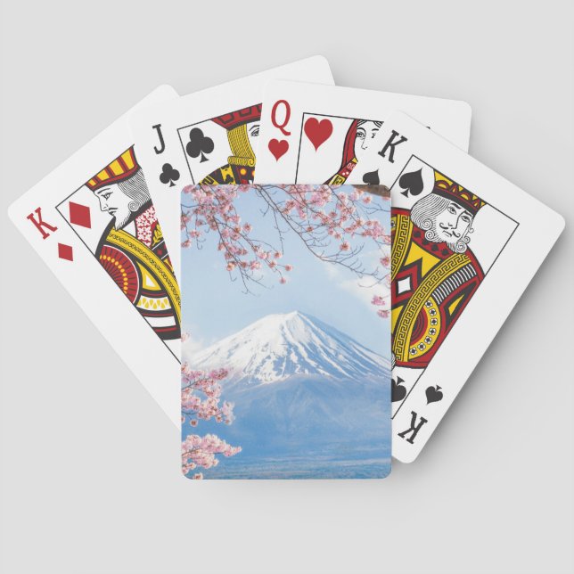 Ice & Snow | Cherry Blossoms Mt. Fuji Japan Playing Cards (Back)