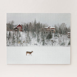 Ice & Snow   Deer in Snow Quebec, Canada Jigsaw Puzzle